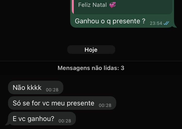 Conversa com mensagem carinhosa de Natal