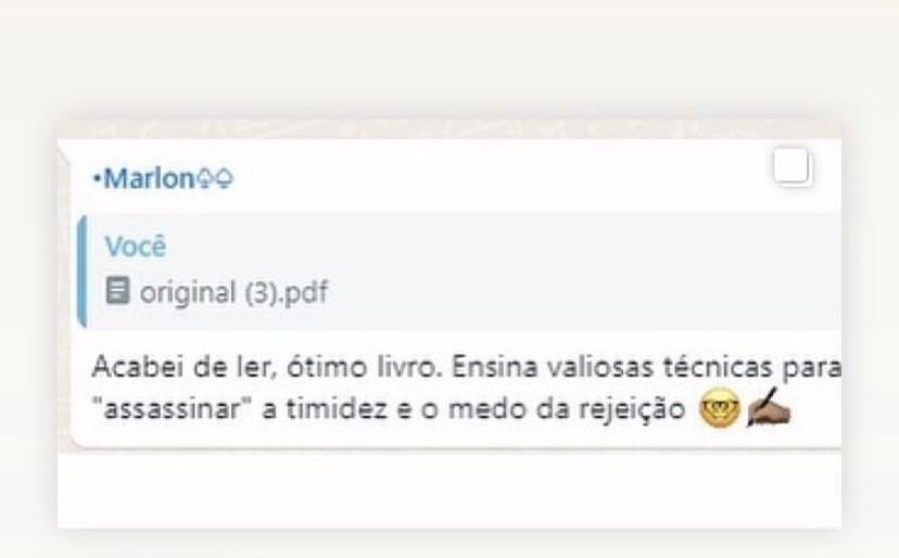 Leitor elogiando o livro e as técnicas contra timidez e medo da rejeição